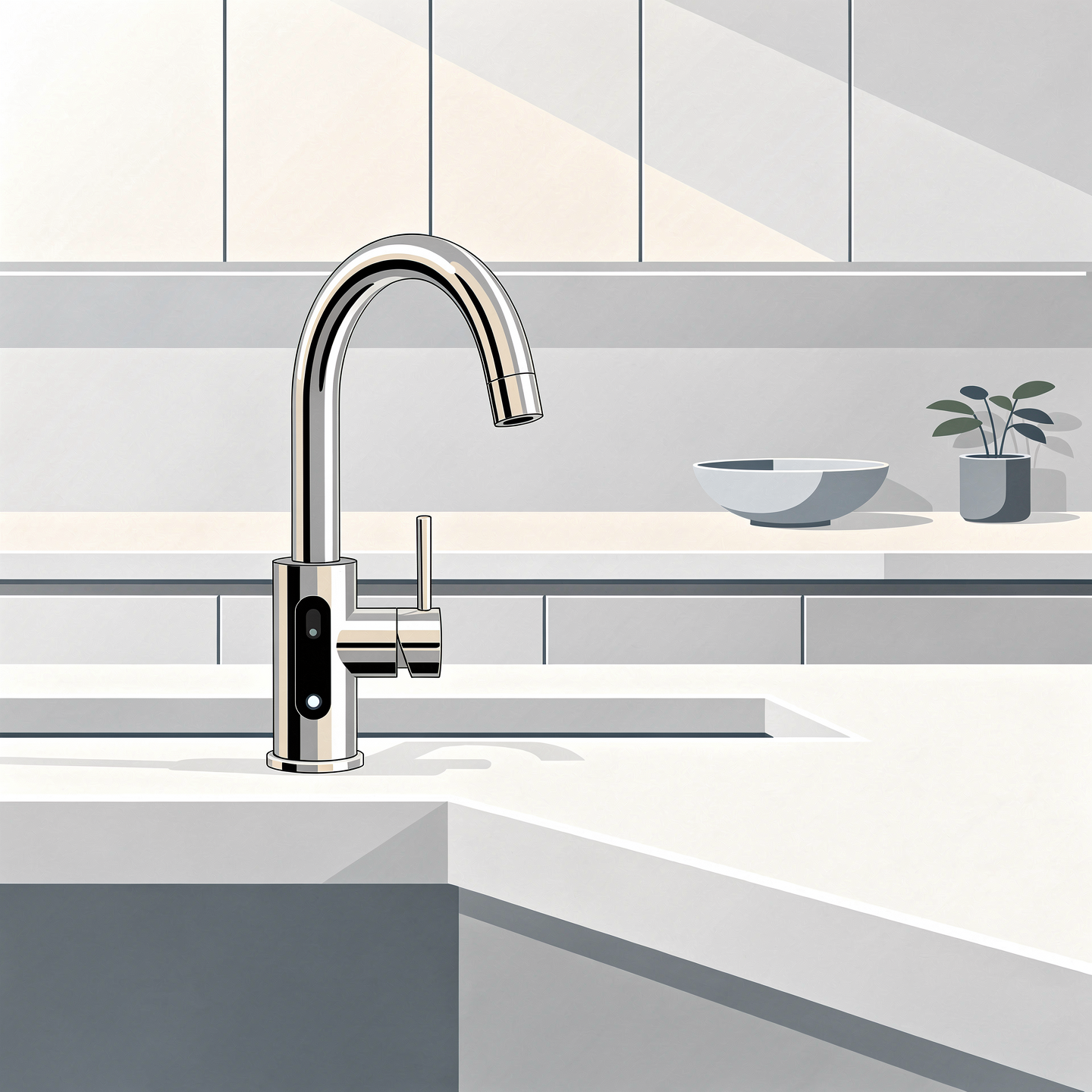 Monomando de cocina con sensor táctil y caño alto cromado
