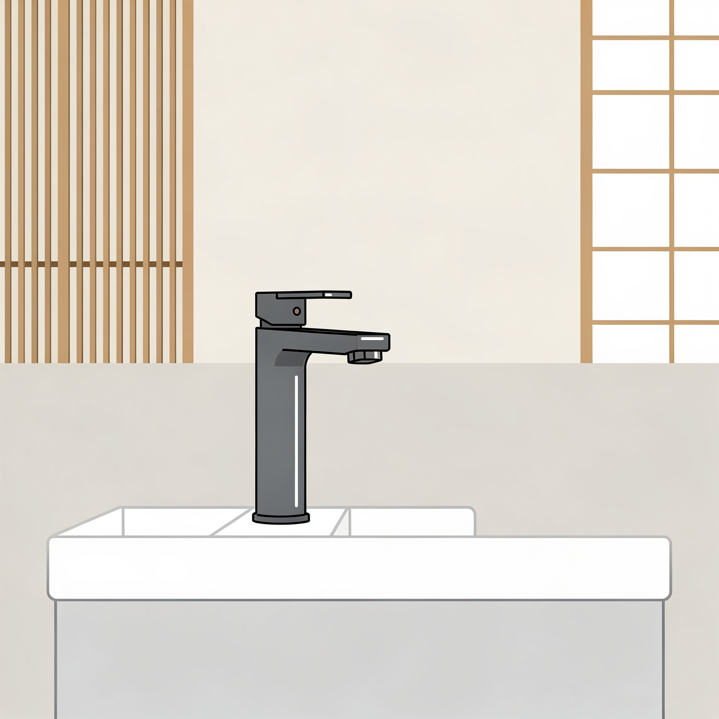 Monomando de lavabo gris mate minimalista