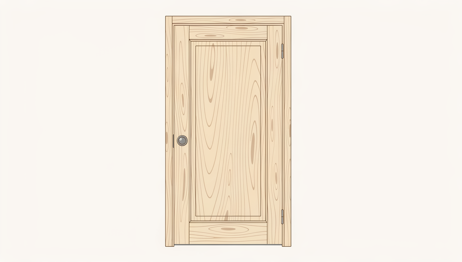 Puerta interior de madera clara con panel y marco a juego