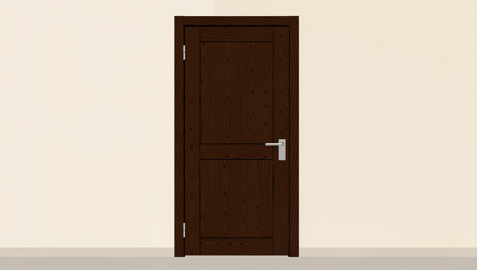 Puerta interior de madera oscura dos paneles con manilla